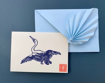 Small-size crane card light blue envelope