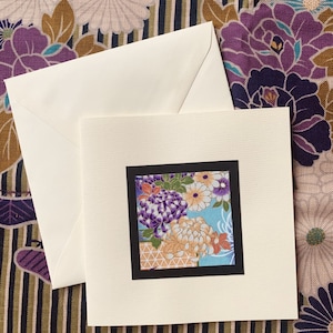 Carte double papier japonais Chyogami - Pivoine