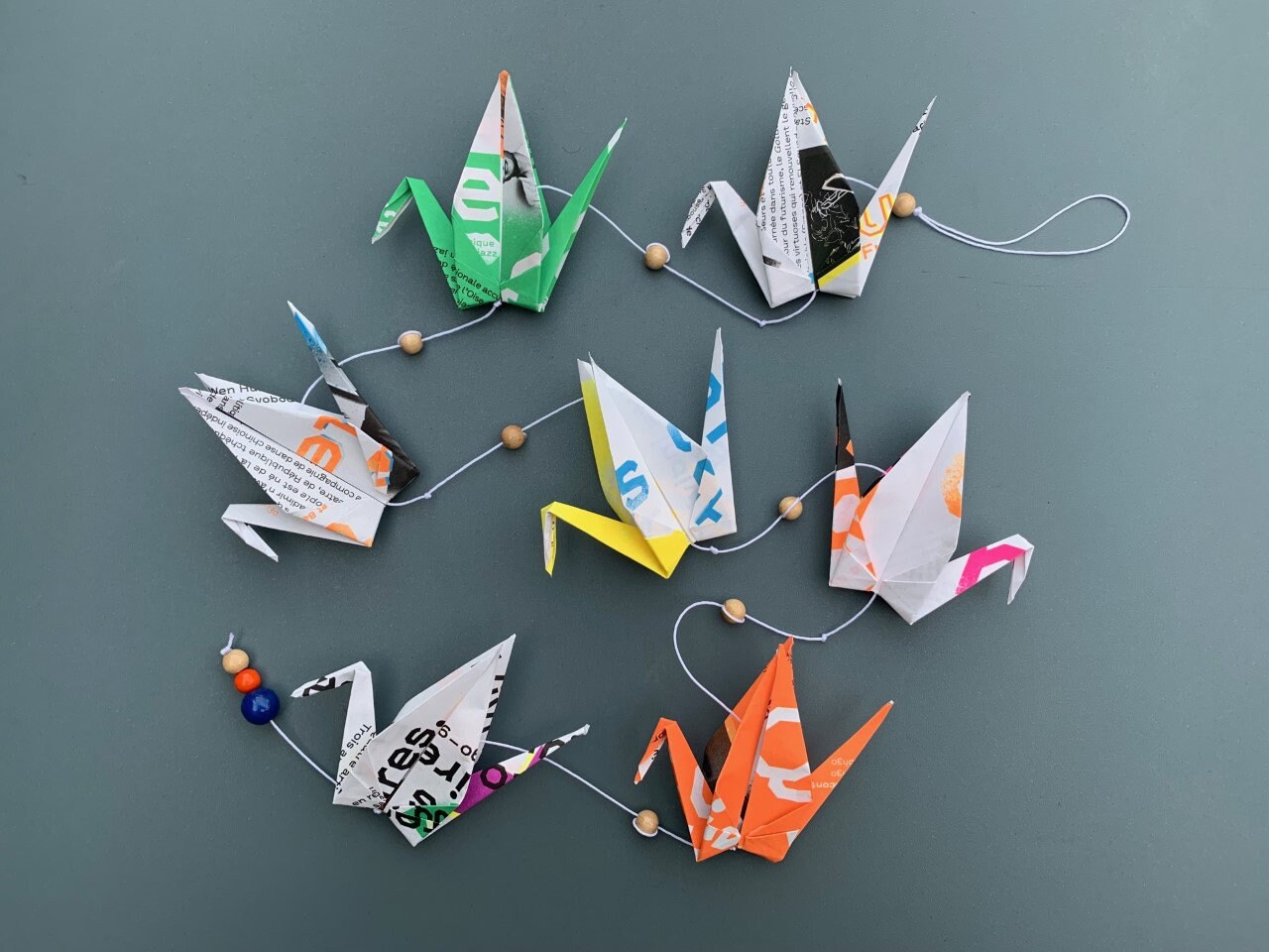 Guirlande Grue Origami Upcycling