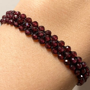 Red Garnet Bracelet - January Birthstone - Genuine Gemstone Jewelry - Perfect Gift, Exquisite Handmade Natural