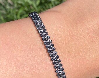 Handmade Hematite Bracelet: Minimalist Healing Crystal Jewelry