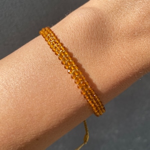 Natural Citrine Beaded Bracelet for Women - November Birthstone in Gold, Minimalist Design