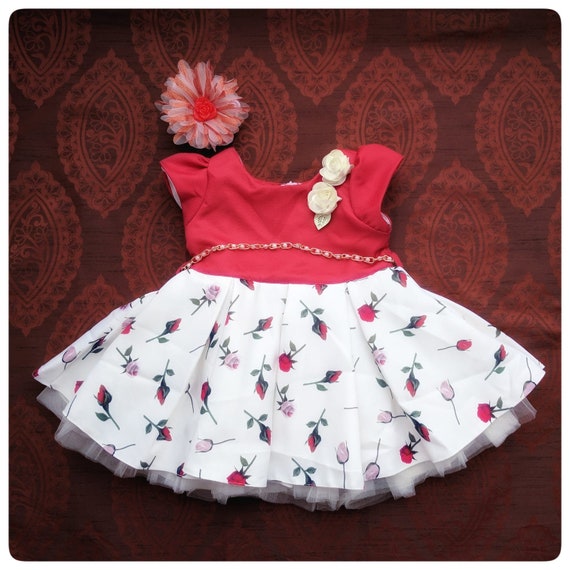 white dress with red bow