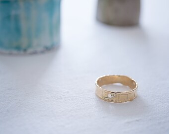 Heren ringen, Gouden ring met witgouden snaar, Minimal Gold string, Witgouden string minimale midi ringen, ringen goud