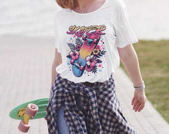 Skater T-Shirt for Cool Vibes Trendy Skateboard Apparel Unisex Graphic Tee Summer Casual Wear Gift for Skate Lovers Outdoor