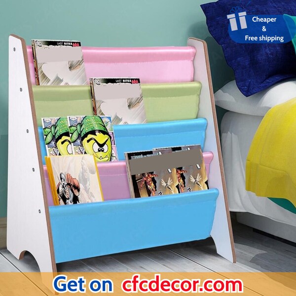 Wood Kids Book Shelf, Storage Rack Organizer, Bookcase Display Holder, Kids Book Shelf Organizer