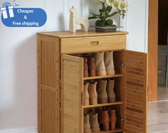Shoe Cabinet 3-Tier with Doors and Drawer