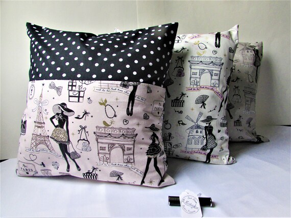 Housse coussin 40x40cm en tissu Motif La petite robe noire Coussin decoratif Cadeau fille fait main France 2 Etsy France