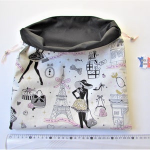 Travel lingerie bag girl,ecru cotton la parisienne,underwear bag 11.81 X 11.02 in ,gift for Elle imagem 9