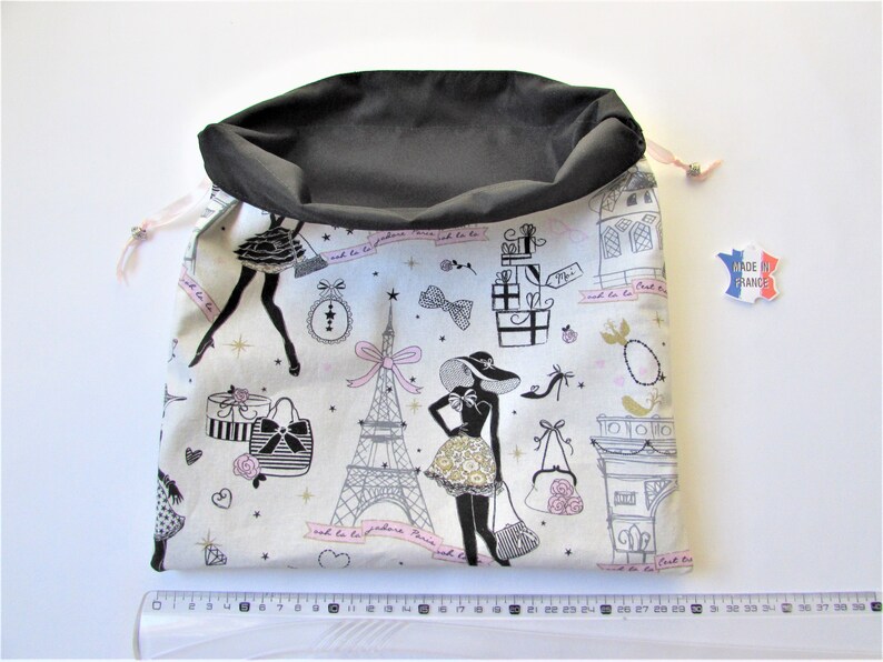 Travel lingerie bag girl,ecru cotton la parisienne,underwear bag 11.81 X 11.02 in ,gift for Elle imagem 9