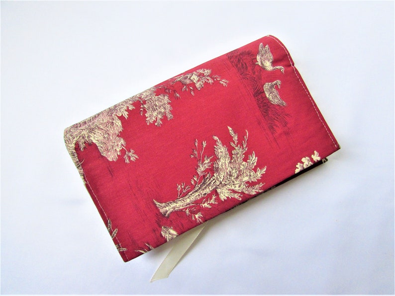 Book cover, toile de Jouy fabric, novel format, woman gift 3roman rouge