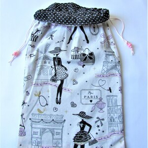 Travel lingerie bag girl,ecru cotton la parisienne,underwear bag 11.81 X 11.02 in ,gift for Elle imagem 3