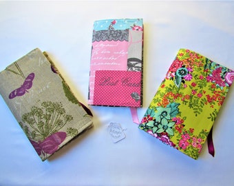 book cover novel fabric butterflies flowers , bookmark satin