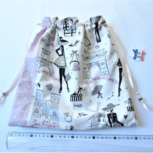 Travel lingerie bag girl,ecru cotton la parisienne,underwear bag 11.81 X 11.02 in ,gift for Elle imagem 2