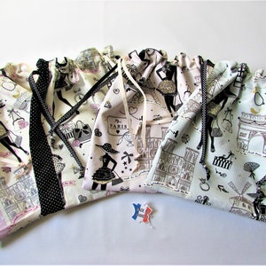 Sac à lingerie "La petite robe noire" doublé coton, Sac à linge sale, Pochon en coton lavable, Cadeau pour elle 100% fait main France (1)