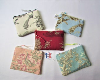 Pochette maquillage en toile de Jouy, Trousse fourre tout femme, Cadeau fête des mères fait main, mother's gift (4)(1)