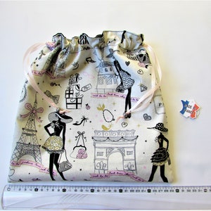 Travel lingerie bag girl,ecru cotton la parisienne,underwear bag 11.81 X 11.02 in ,gift for Elle imagem 10