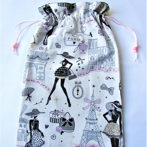 Travel lingerie bag girl,ecru cotton la parisienne,underwear bag 11.81 X 11.02 in ,gift for Elle 2 écru, noir à pois