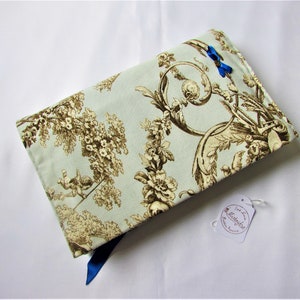 Book cover, toile de Jouy fabric, novel format, woman gift 1 roman bleu