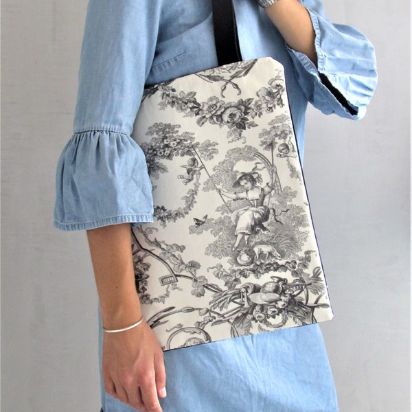 Sac toile de Jouy Tote bag  shopping Cadeau fête des mères  fait main France, mother's gift (1)