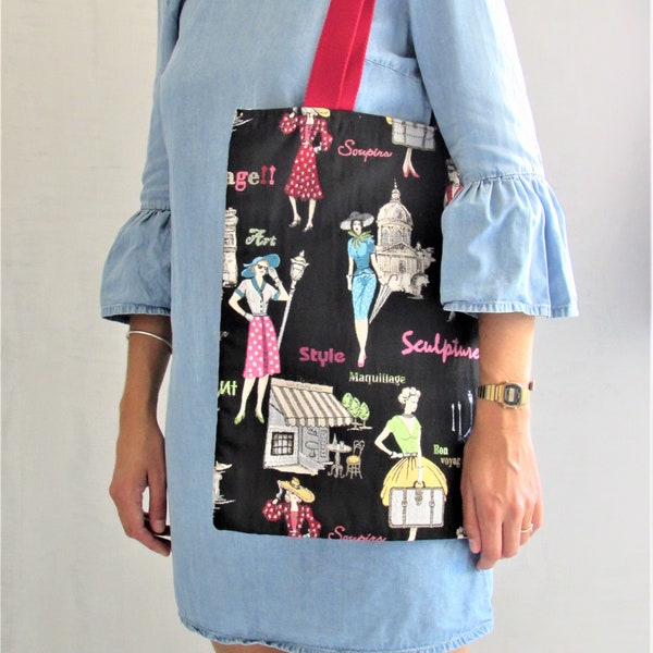 Sac en toile fourre-tout Tour Eiffel Paris, Tote bag shopping,  Cadeau fait main pour elle (2)(3)