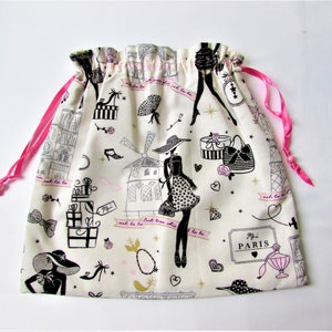 Travel lingerie bag girl,ecru cotton la parisienne,underwear bag 11.81 X 11.02 in ,gift for Elle écru n°2