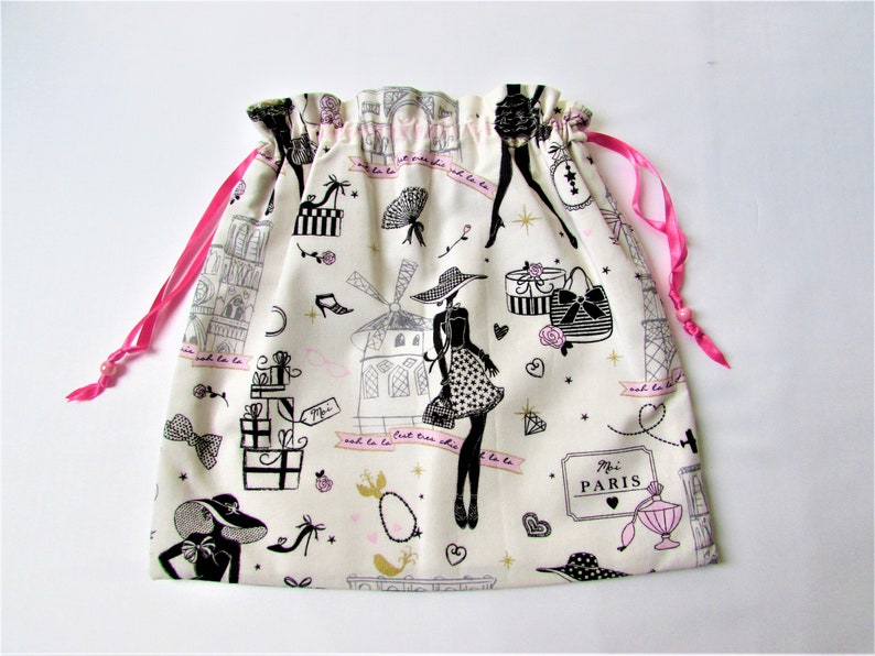 Travel lingerie bag girl,ecru cotton la parisienne,underwear bag 11.81 X 11.02 in ,gift for Elle écru n°2