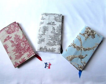Toile de Jouy pocket book protector Satin bookmark Handmade mom gift idea (4)(2)