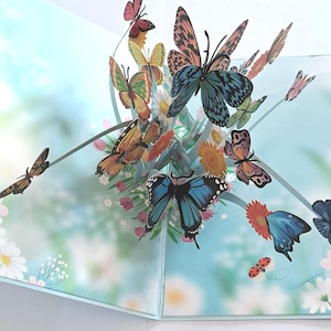 Carte pop-up 3D papillons 12.5 x 17.5 cm