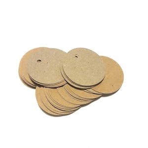 50 etichette kraft rotonde, fatte a mano, diametro 33 mm per abbellire e creare