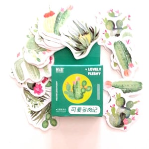 Stickers papiers japonais 45 pièces, cactus, plantes grasses
