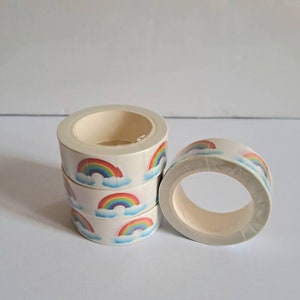 Taśma maskująca, taśma washi, taśma klejąca 15 mm x 10 m, motyw tęczy