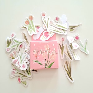 Adesivi di carta giapponese 46 pezzi, tema fiore tulipano