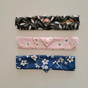 Jolie petite trousse tissu japonais à rouler fait main 3 coloris au choix