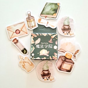 Stickers papiers japonais, magie, potions, sorcellerie... 45 pièces
