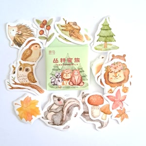 Stickers papiers japonais 45 pièces sur le thème de l'automne et des animaux de la forêt