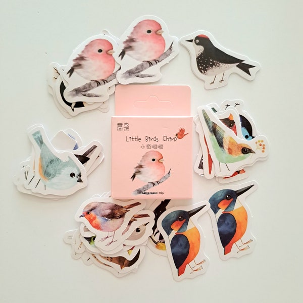 Stickers papiers japonais oiseaux mignons 46 piéces