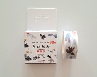 Masking Tape, Washi Tape, Klebeband 15 mm x 7 m, japanisches Koi-Karpfen-Motiv