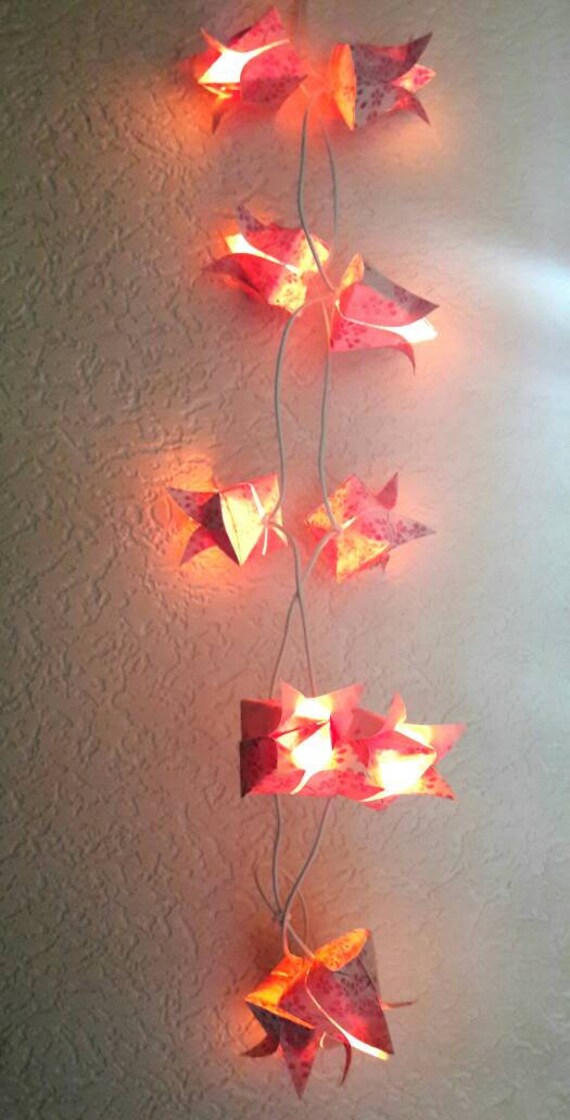 Guirlande Lumineuse électrique En Origami Fleurs De Cerisiers 10 Lampions Divers Choix De Papier Sur Commande
