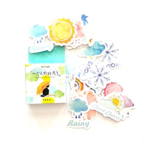 Stickers papiers japonais, météo, nuages, soleil.... 46 piéces