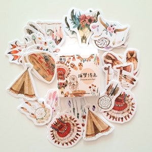 Stickers papiers japonais 46 pièces attrape rêve dream catcher reading journal