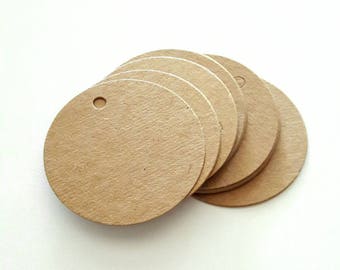 50 round kraft labels diameter 5 cm for embellishment and creation