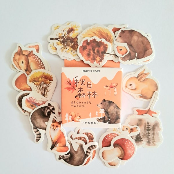 Stickers papiers japonais 46 pièces animaux de la forêt