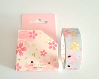 Masking tape, washi tape, ruban adhésif 15 mm x 5 m, thème sakura fleurs de cerisier, paysages japonais