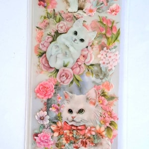 Japanese paper stickers +- 24 pieces cat and flower scrapbooking, bullet journal...
