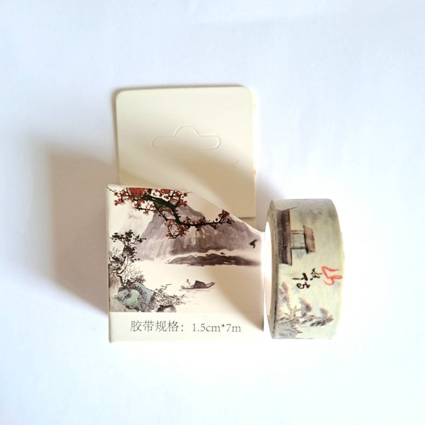 Masking tape, washi tape, ruban adhésif 15 mm x 7 m, thème paysages japonais