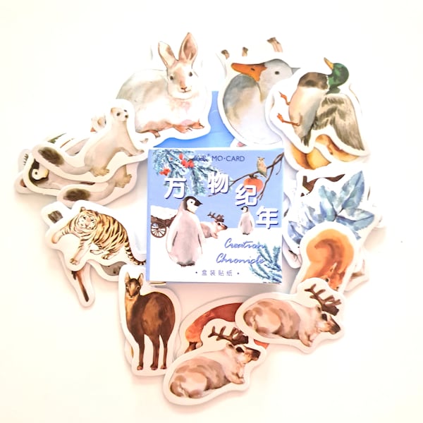 Japanese paper stickers 46 pieces wild animals