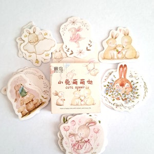Stickers papiers japonais, adorable lapins, 46 pièces