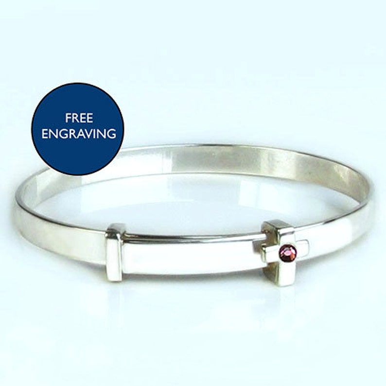 silver christening bangle engraved