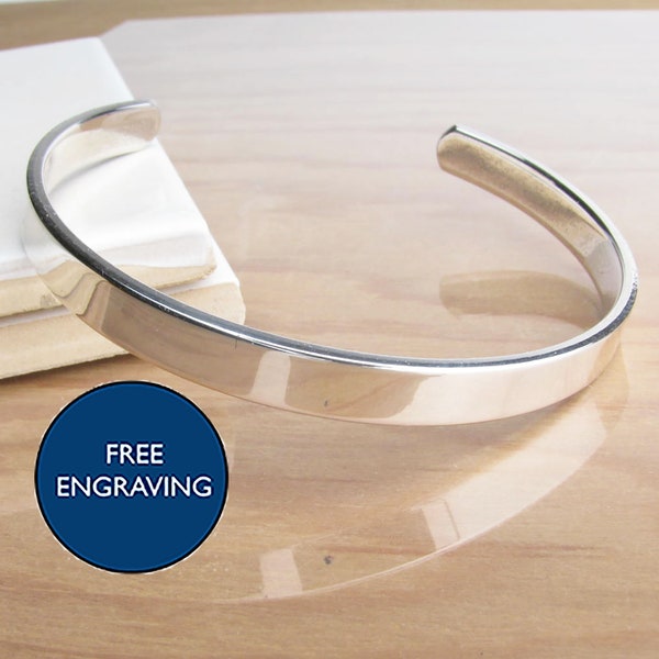 Mens Personalised  25g Sterling Silver Bangle/Bracelet - Mens Silver Bangle - Mens Bracelet FREE Engraving
